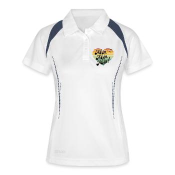 moin, Norddeutscher Gruss, hallo - Frauen Polo atmungsaktiv - Weiß/Navy - Vorne