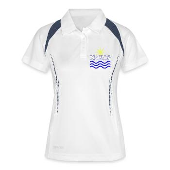 Naxos Sonne und Wellen Logo Design - Frauen Polo atmungsaktiv - Weiß/Navy - Vorne