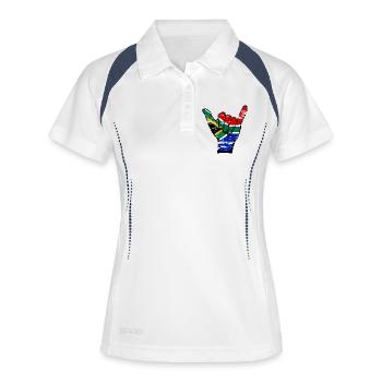 Drapeau de l’Afrique du Sud Symbole de surf utilisé - Polo respirant Femme - blanc/marine - Devant
