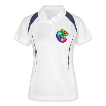 Chamäleon - Frauen Polo atmungsaktiv - Weiß/Navy - Vorne