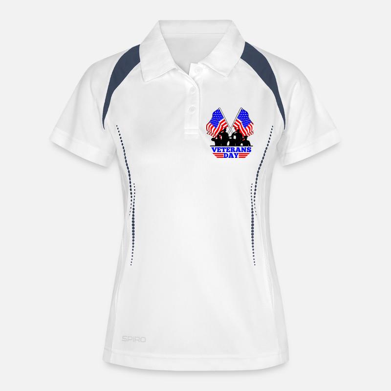 USA Flag Veterans Day Emblem - Women's Polo breathable - white/navy