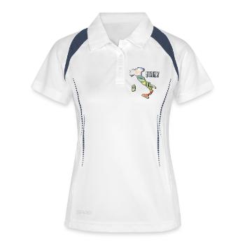Aquarell Landkarte Italien - Frauen Polo atmungsaktiv - Weiß/Navy - Vorne