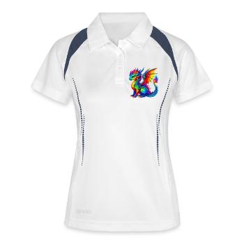 Drache - Frauen Polo atmungsaktiv - Weiß/Navy - Vorne