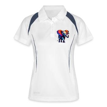 Elefant und Schmetterling - Frauen Polo atmungsaktiv - Weiß/Navy - Vorne