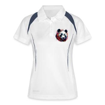 Panda - Frauen Polo atmungsaktiv - Weiß/Navy - Vorne