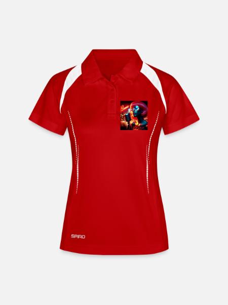 Modern portrait with neon and nighttime atmosphere - Women's Polo breathable - white/navy