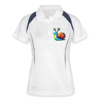 Schnecke - Frauen Polo atmungsaktiv - Weiß/Navy - Vorne