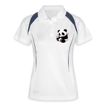 Panda - Frauen Polo atmungsaktiv - Weiß/Navy - Vorne