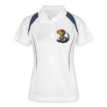 Dinosaurier - Frauen Polo atmungsaktiv - Weiß/Navy - Vorne