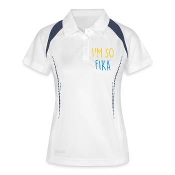 I'M SO FIKA Sverige Schweden - Frauen Polo atmungsaktiv - Weiß/Navy - Vorne