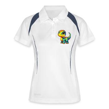 Dinosaurier - Frauen Polo atmungsaktiv - Weiß/Navy - Vorne