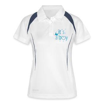 It’s a Boy – Fröhliche Typografie mit Herz - Frauen Polo atmungsaktiv - Weiß/Navy - Vorne