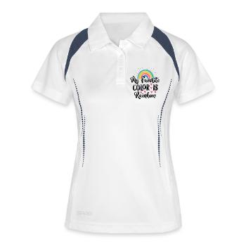 LGBTQ Pride Month - Meine Lieblingsfarbe ist Regenbogen - Frauen Polo atmungsaktiv - Weiß/Navy - Vorne