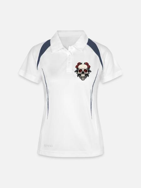 Stylish Skull with Roses and Navy - Women's Polo breathable - white/navy