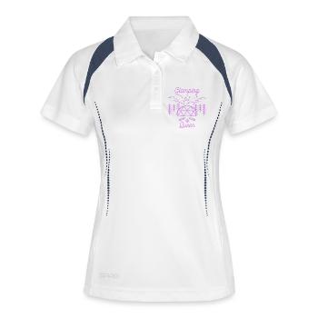 Glamping Queen - Frauen Polo atmungsaktiv - Weiß/Navy - Vorne