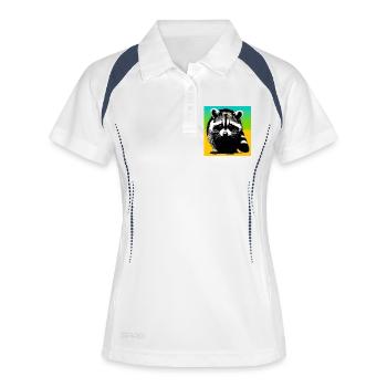 Waschbär - Frauen Polo atmungsaktiv - Weiß/Navy - Vorne