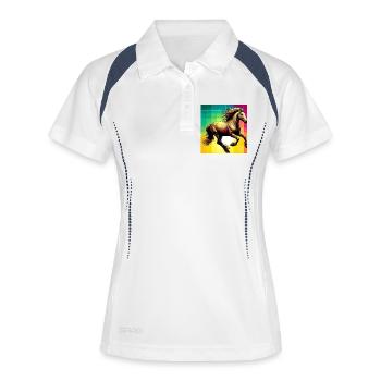 cheval - Polo respirant Femme - blanc/marine - Devant
