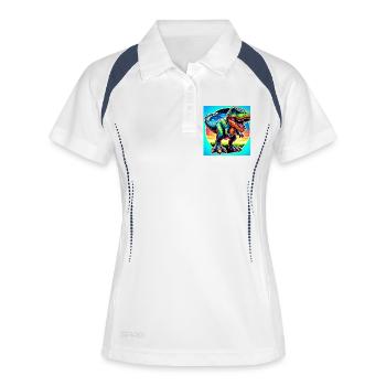 Dinosaurier - Frauen Polo atmungsaktiv - Weiß/Navy - Vorne
