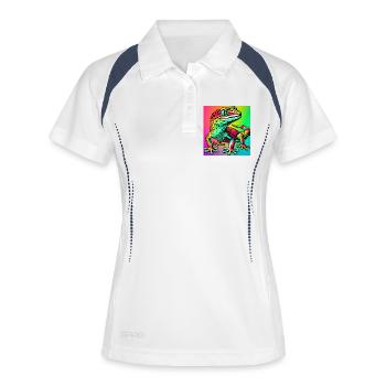 Gecko - Frauen Polo atmungsaktiv - Weiß/Navy - Vorne