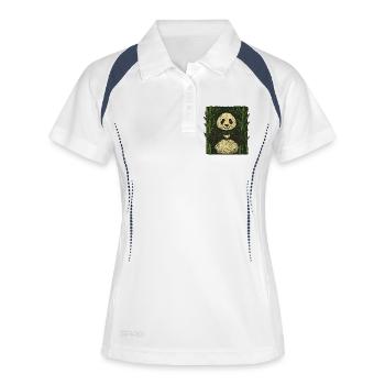 Wunderliches Panda-Herz-Natur-Design - Frauen Polo atmungsaktiv - Weiß/Navy - Vorne