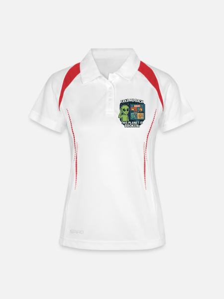 Humorous alien with environmental criticism - Women's Polo breathable - white/navy