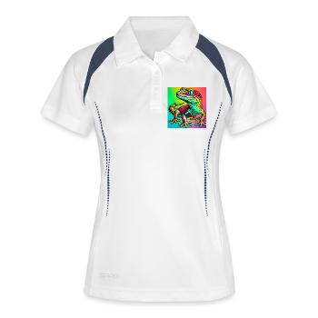 Gecko - Frauen Polo atmungsaktiv - Weiß/Navy - Vorne