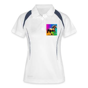 cheval - Polo respirant Femme - blanc/marine - Devant