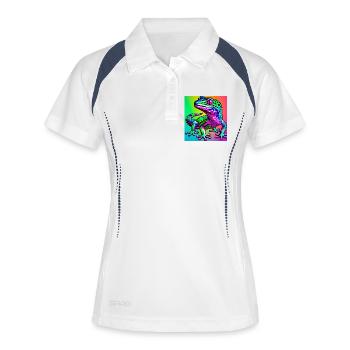 Gecko - Frauen Polo atmungsaktiv - Weiß/Navy - Vorne