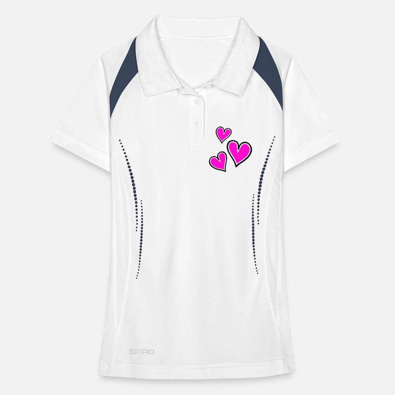 Bright Pink Heart Pattern Women's Polo breathable