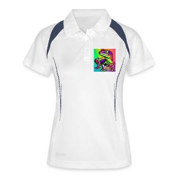 Gecko - Frauen Polo atmungsaktiv - Weiß/Navy - Vorne