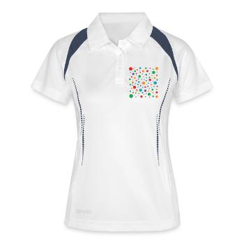 Taches colorées taches mosaïque sur noir - Polo respirant Femme - blanc/marine - Devant