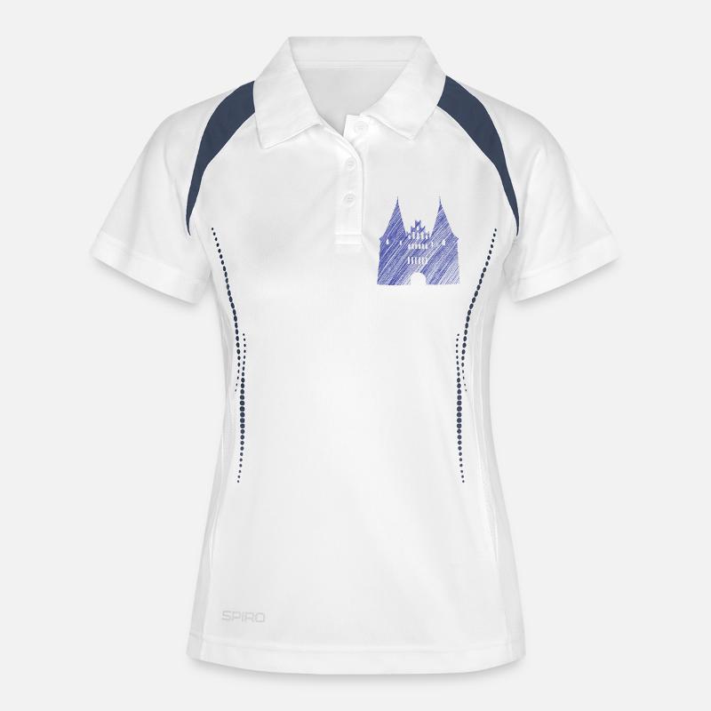 Lübeck Landmark Blue | Scribble Look - Women's Polo breathable - white/navy