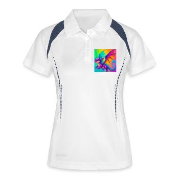 Drache - Frauen Polo atmungsaktiv - Weiß/Navy - Vorne