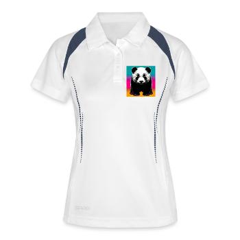 Panda - Frauen Polo atmungsaktiv - Weiß/Navy - Vorne