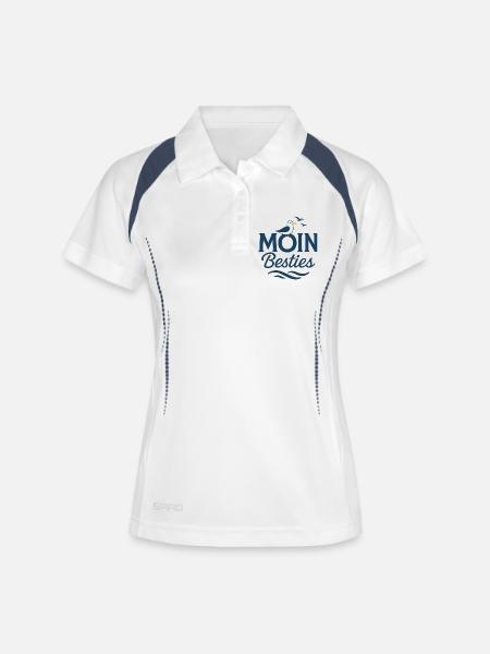 Moin Besties Sea Greeting - Women's Polo breathable - white/navy