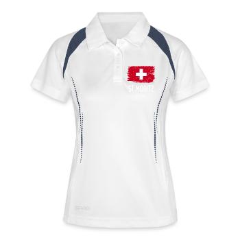 St. Moritz - Frauen Polo atmungsaktiv - Weiß/Navy - Vorne