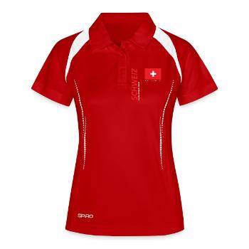 Lac de Lugano - Polo respirant Femme - rouge/blanc - Devant