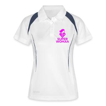 Superwoman Logo Radiant Pink - Frauen Polo atmungsaktiv - Weiß/Navy - Vorne