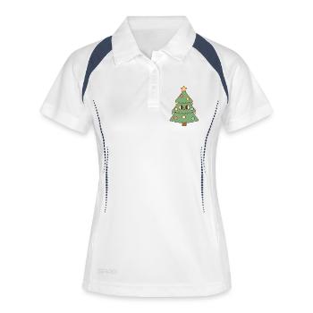 Arbre de Noël - Polo respirant Femme - blanc/marine - Devant