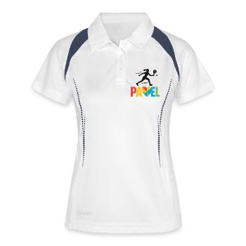 Padel Herzfarben Logo - Frauen Polo atmungsaktiv - Weiß/Navy - Vorne