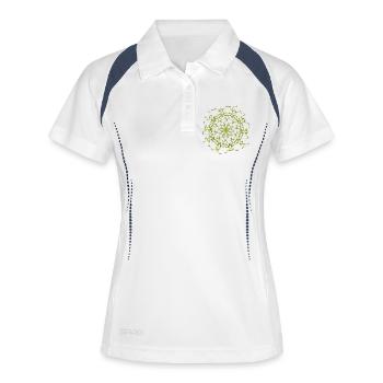 Filigree ornament in green – floral mandala shape - Women's Polo breathable - white/navy - Front
