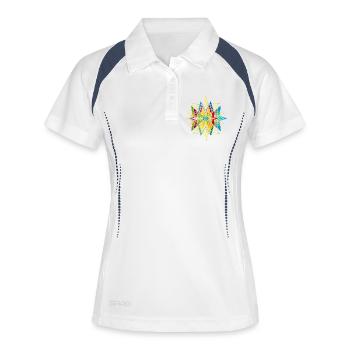 Ornement d’étoile géométrique coloré – Ethno Design - Polo respirant Femme - blanc/marine - Devant