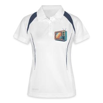 TV Vintage Rayures Colorées - Polo respirant Femme - blanc/marine - Devant