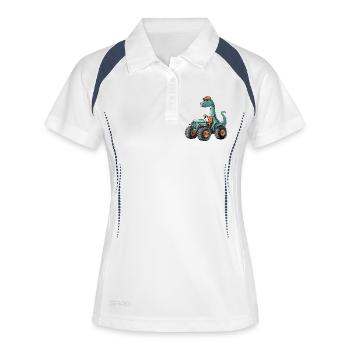 Dinosaur Brontosaurus Tractor Farmer - Women's Polo breathable - white/navy - Front