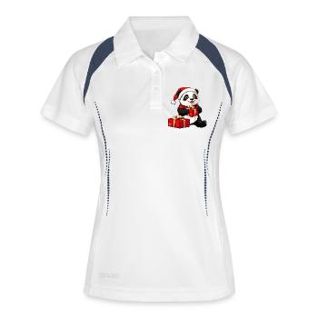 Panda Santa Claus - Polo respirant Femme - blanc/marine - Devant