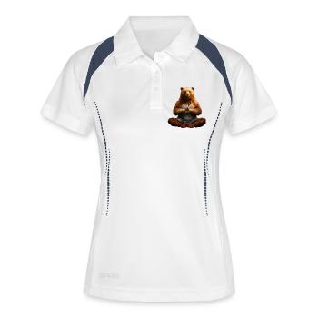Yoga des ours - Polo respirant Femme - blanc/marine - Devant