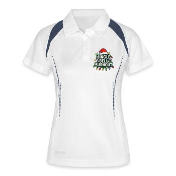 Jingle Bells, Burnout, Weihnachten, subtiler Humbu - Frauen Polo atmungsaktiv - Weiß/Navy - Vorne