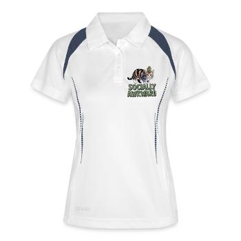 Katzencactus Sozial unbeholfen - Frauen Polo atmungsaktiv - Weiß/Navy - Vorne