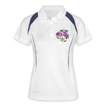 Blumen - Frauen Polo atmungsaktiv - Weiß/Navy - Vorne