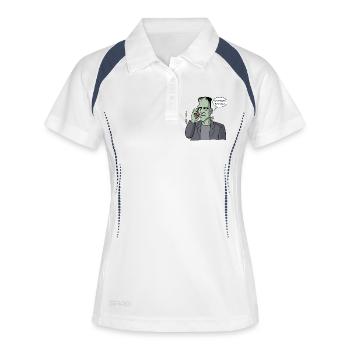 Neues Gehirn, wer ist das? - Frauen Polo atmungsaktiv - Weiß/Navy - Vorne